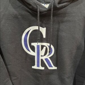 Men's Black Hoodie with Blue and White Logo XXL Colorado Rockies